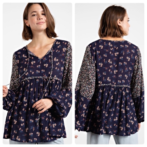 easel Tops - No. 270 1 LEFT ☀️Floral babydoll tunic top